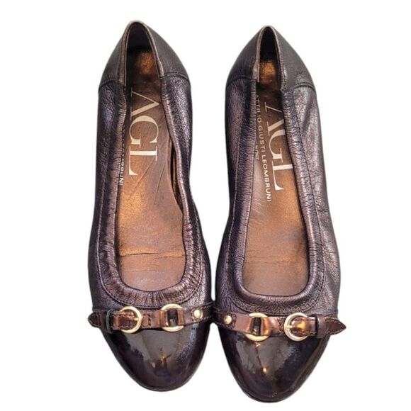 AGL Brown Metallic Formal Ballet Flats Size 6.5 - Picture 1 of 6
